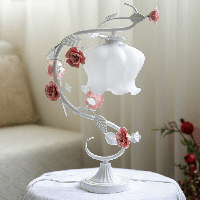 Mes lampes de chevet ® 0 Blanc Lampe de chevet rose chic