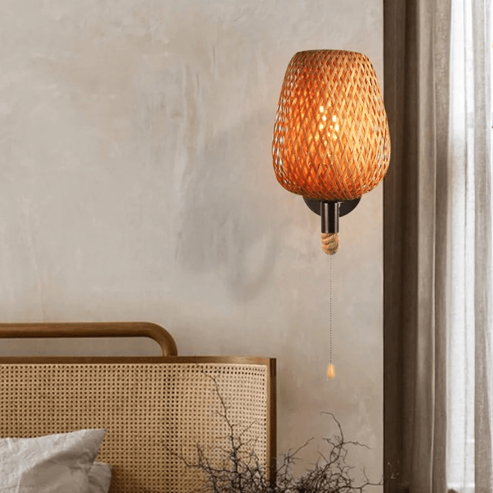 Mes lampes de chevet ® Bambou Lampe de chevet murale avec interrupteur