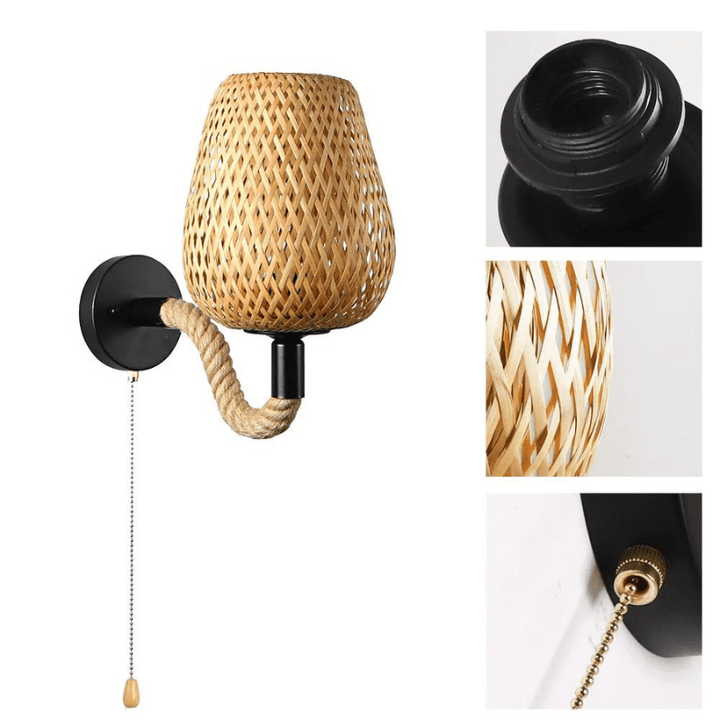 Mes lampes de chevet ® Bambou Lampe de chevet murale avec interrupteur
