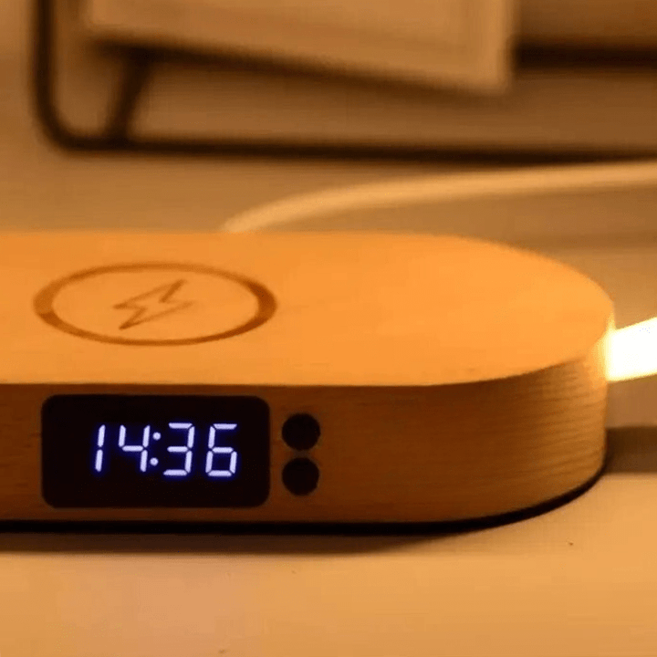 Mes lampes de chevet ® bois Lampe de chevet chargeur sans fil