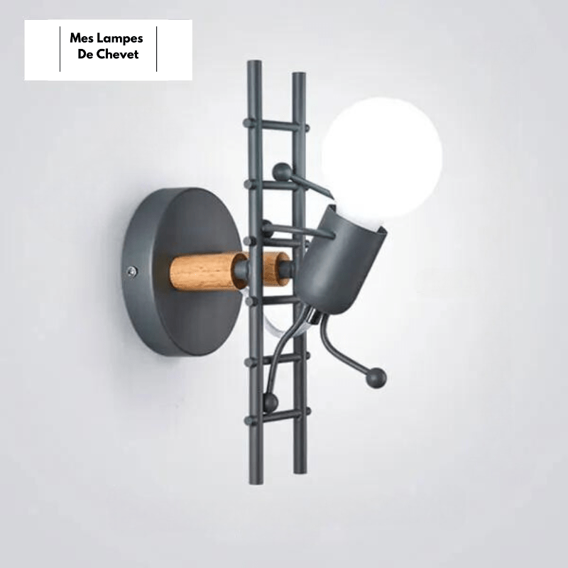 Mes lampes de chevet ® Gris / Lumière Chaude (2700-3500K) Lampe de Chevet Petit Bonhomme