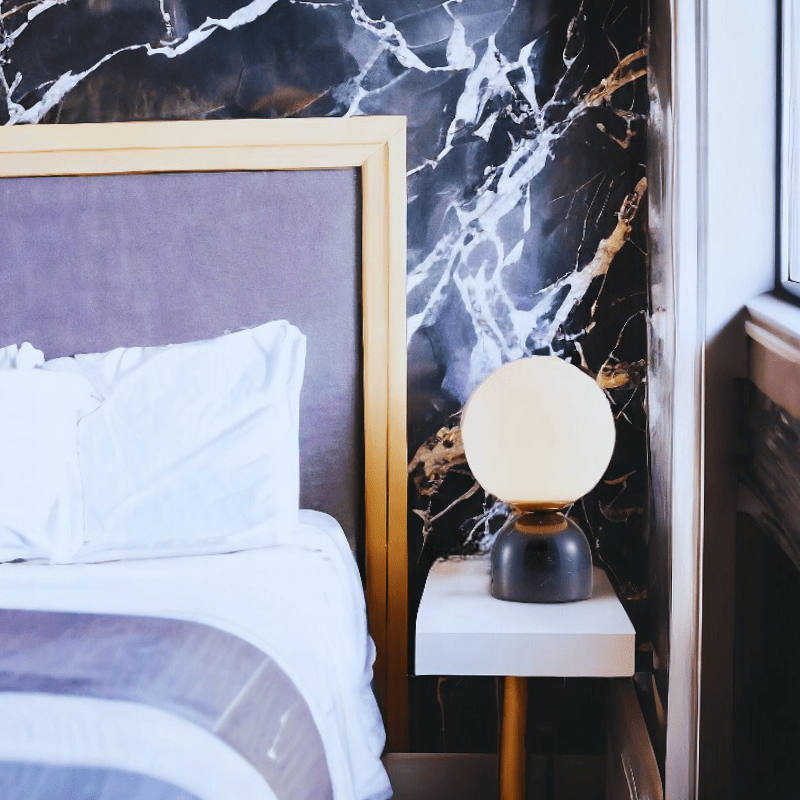 Mes lampes de chevet ® Noir / Lumière Chaude Lampe De Chevet En Marbre