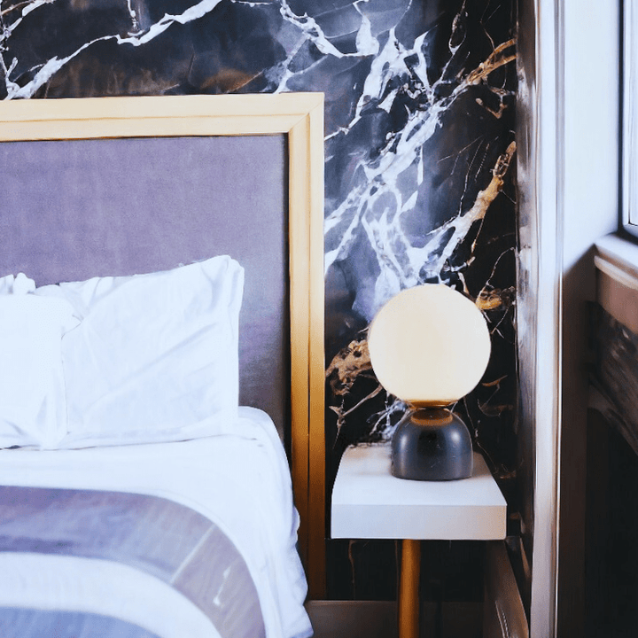 Mes lampes de chevet ® Noir / Lumière Chaude Lampe De Chevet En Marbre