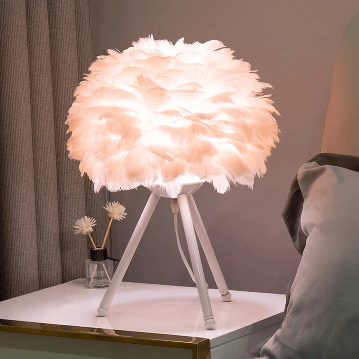 Ma boutique Rose/blanc Lampe de Chevet plume