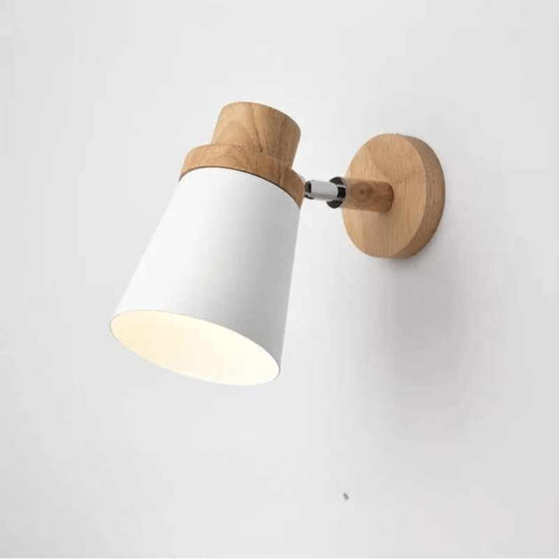 Mes lampes de chevet ® Blanc Lampe de chevet moderne murale en bois