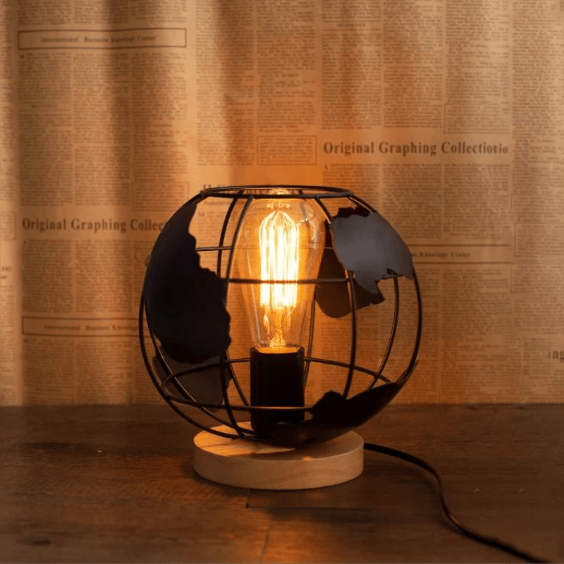Mes lampes de chevet ® H20cm*l20cm Lampe de chevet industriel en bois
