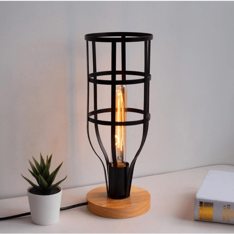 Mes lampes de chevet ® H32cm*l12cm Lampe de chevet industriel en bois